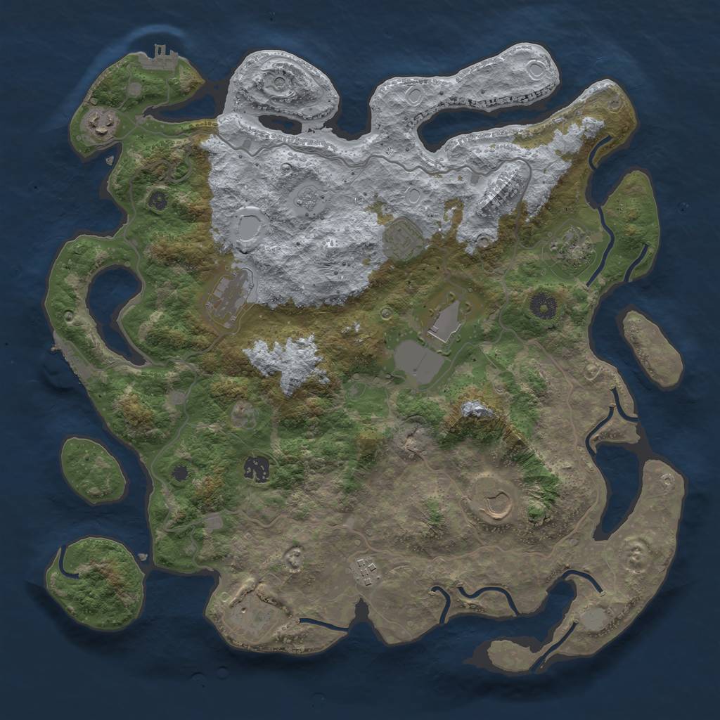 Rust Map: Procedural Map, Size: 4000, Seed: 810123777, 16 Monuments