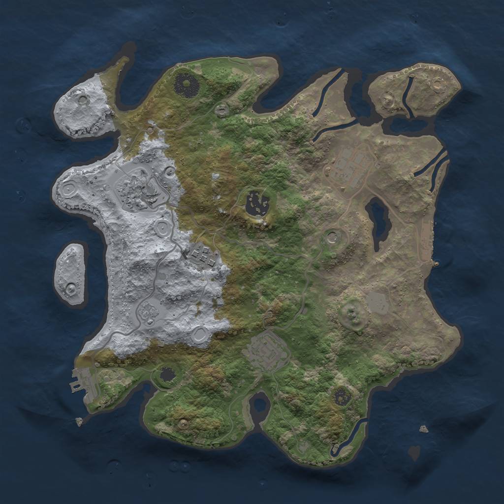 Rust Map: Procedural Map, Size: 3000, Seed: 18926, 12 Monuments
