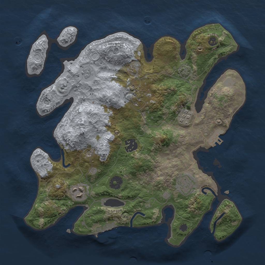 Rust Map: Procedural Map, Size: 3000, Seed: 1855, 13 Monuments