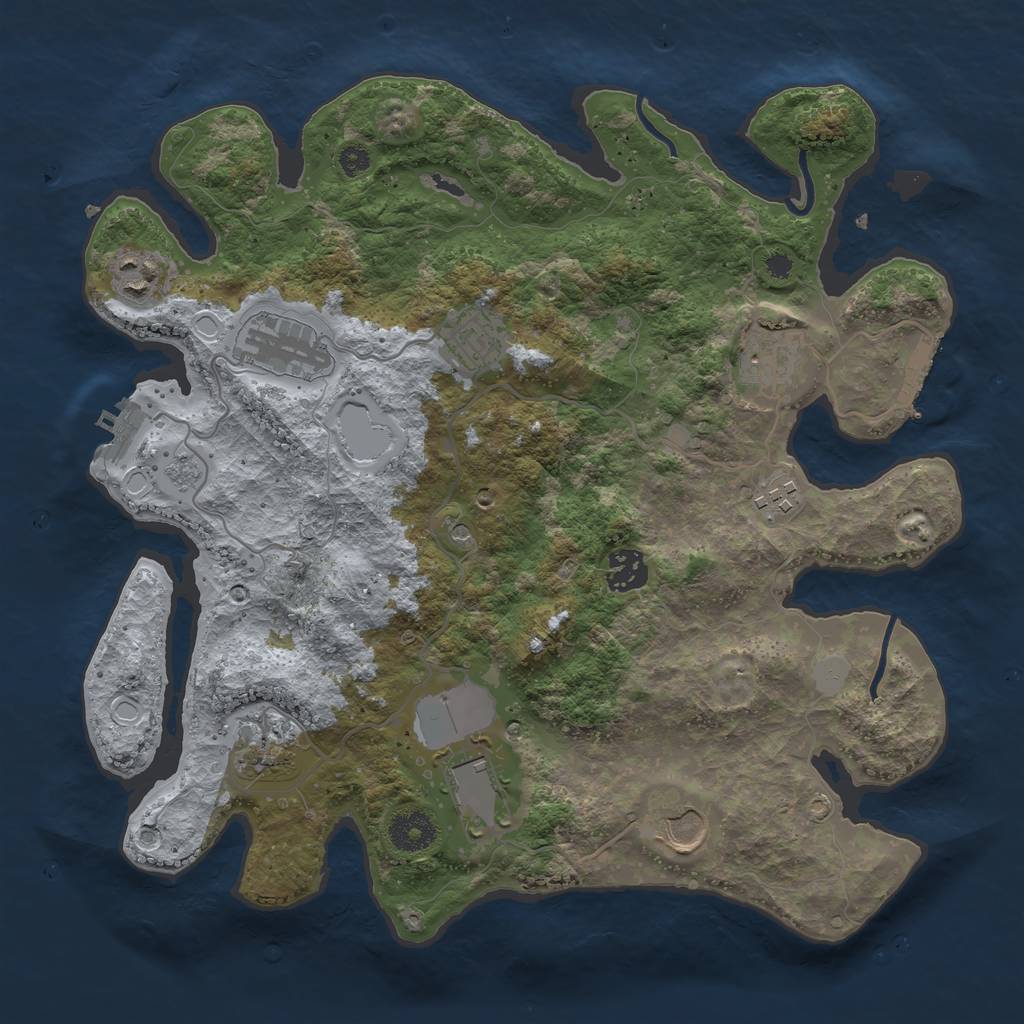 Rust Map: Procedural Map, Size: 3500, Seed: 1077888528, 16 Monuments