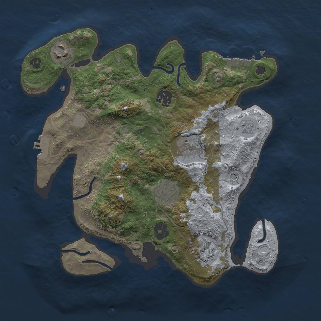 Rust Map: Procedural Map, Size: 3000, Seed: 993784734, 12 Monuments