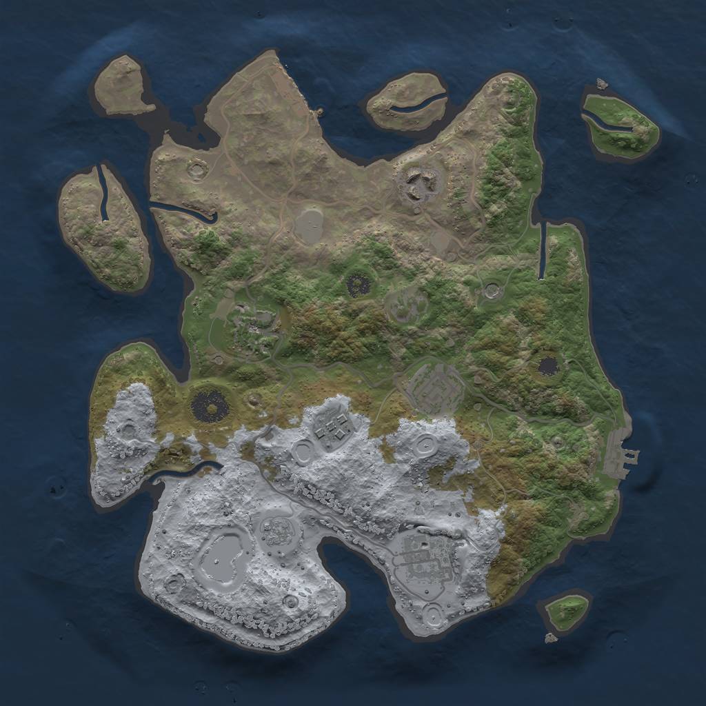 Rust Map: Procedural Map, Size: 3000, Seed: 17686, 12 Monuments