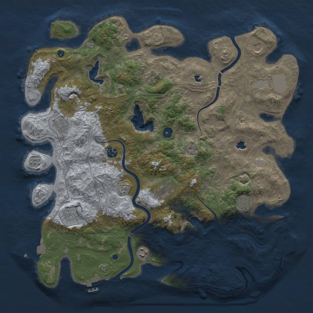Rust Map: Procedural Map, Size: 4500, Seed: 19741949, 16 Monuments
