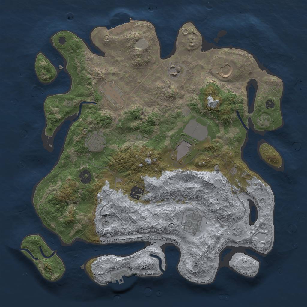 Rust Map: Procedural Map, Size: 3500, Seed: 625176328, 14 Monuments