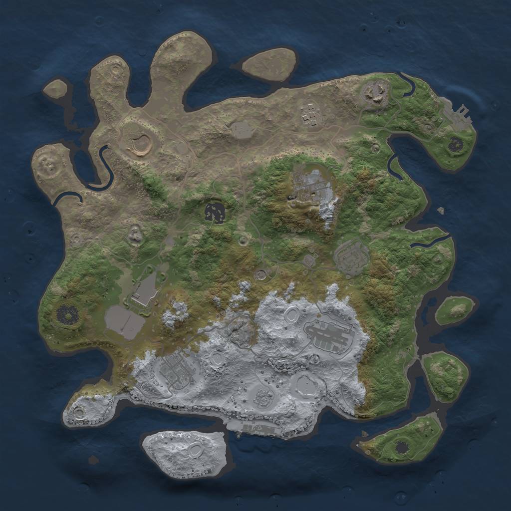Rust Map: Procedural Map, Size: 3500, Seed: 8421, 16 Monuments