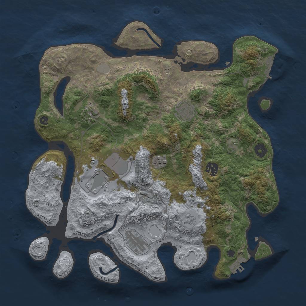 Rust Map: Procedural Map, Size: 3500, Seed: 2134099850, 13 Monuments