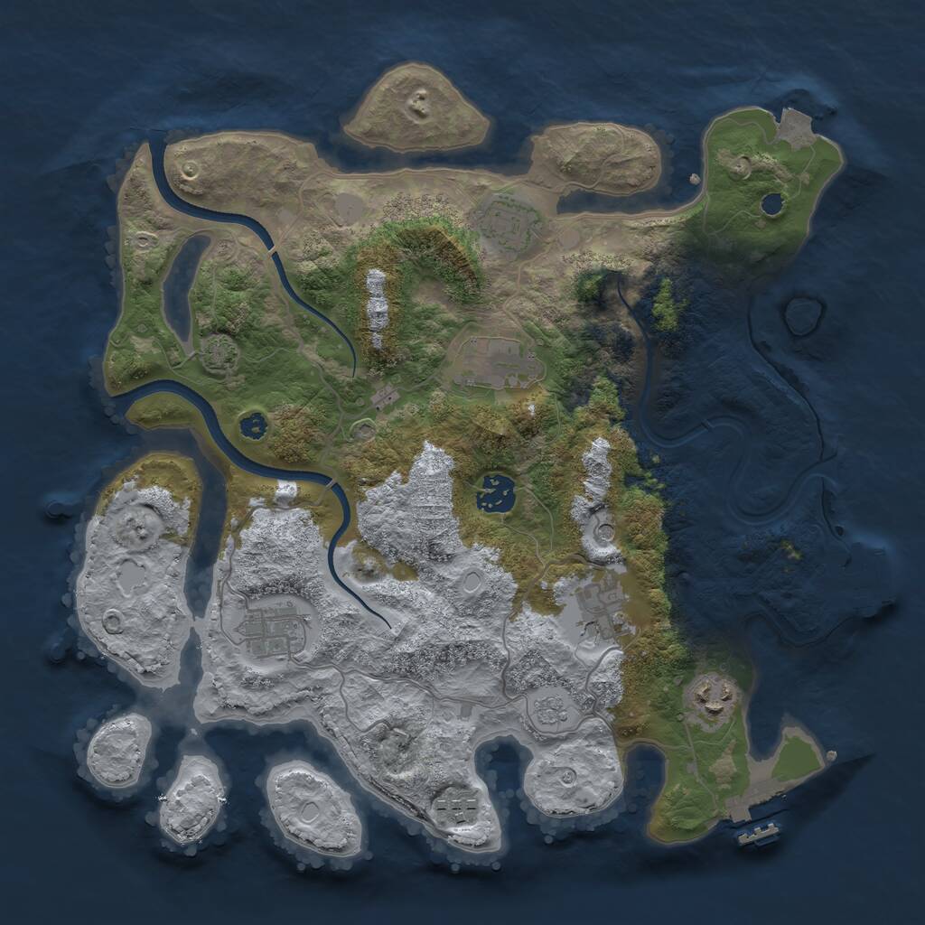 Rust Map: Procedural Map, Size: 3500, Seed: 2134099850, 13 Monuments