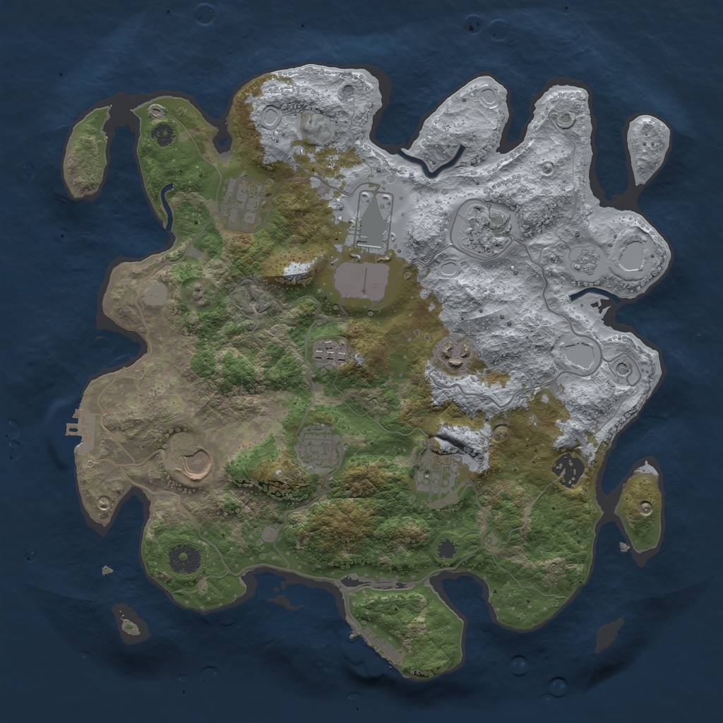 Rust Map: Procedural Map, Size: 3500, Seed: 604839195, 16 Monuments