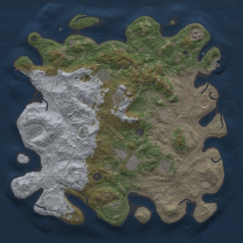 Rust Map: Procedural Map, Size: 4250, Seed: 1070029908, 18 Monuments