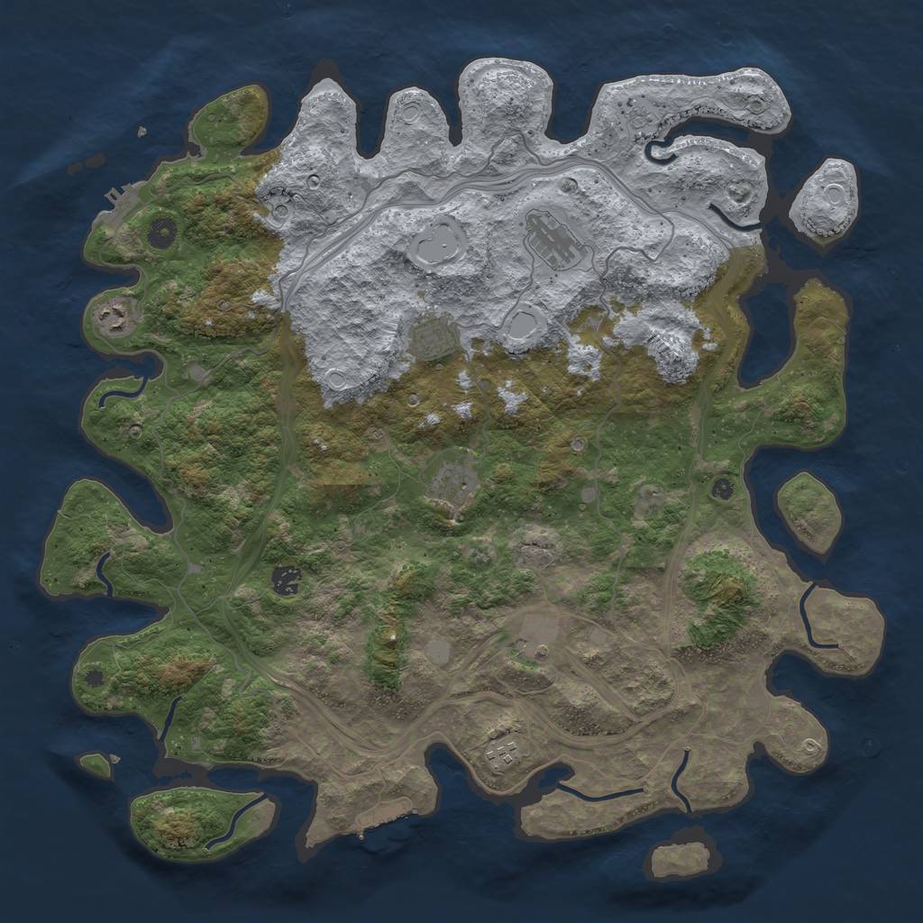 Rust Map: Procedural Map, Size: 4500, Seed: 9281, 14 Monuments