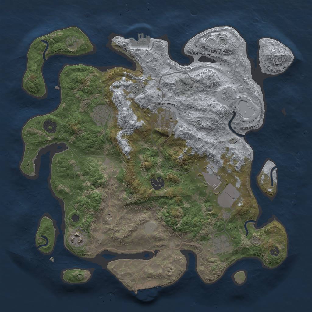 Rust Map: Procedural Map, Size: 3500, Seed: 1286747524, 14 Monuments