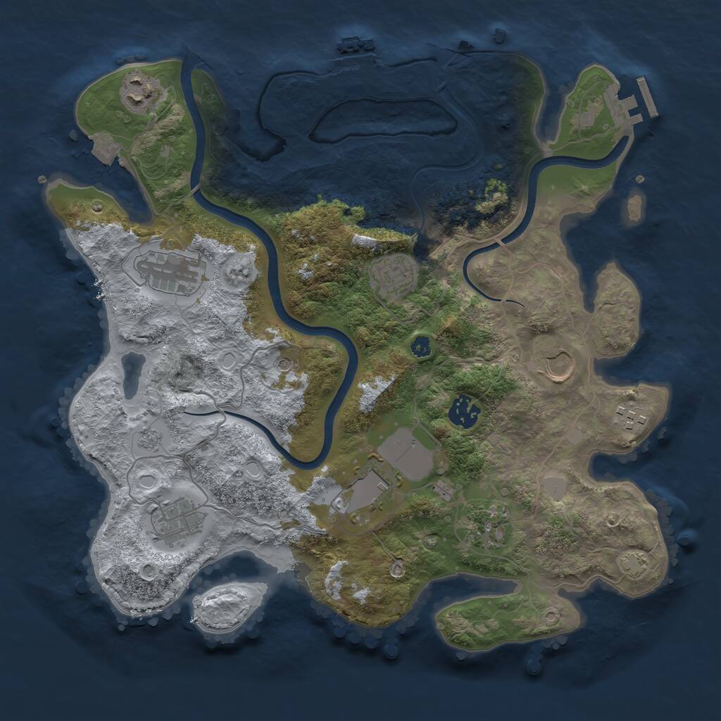 Rust Map: Procedural Map, Size: 3500, Seed: 1071676012, 15 Monuments