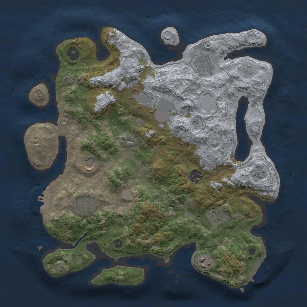 Rust Map: Procedural Map, Size: 3500, Seed: 1680697602, 16 Monuments