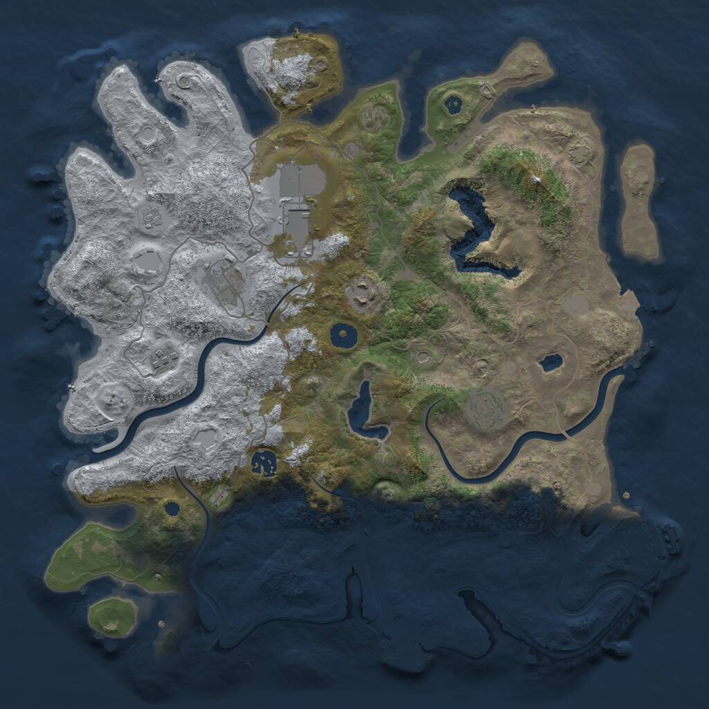 Rust Map: Procedural Map, Size: 4000, Seed: 1001830215, 12 Monuments
