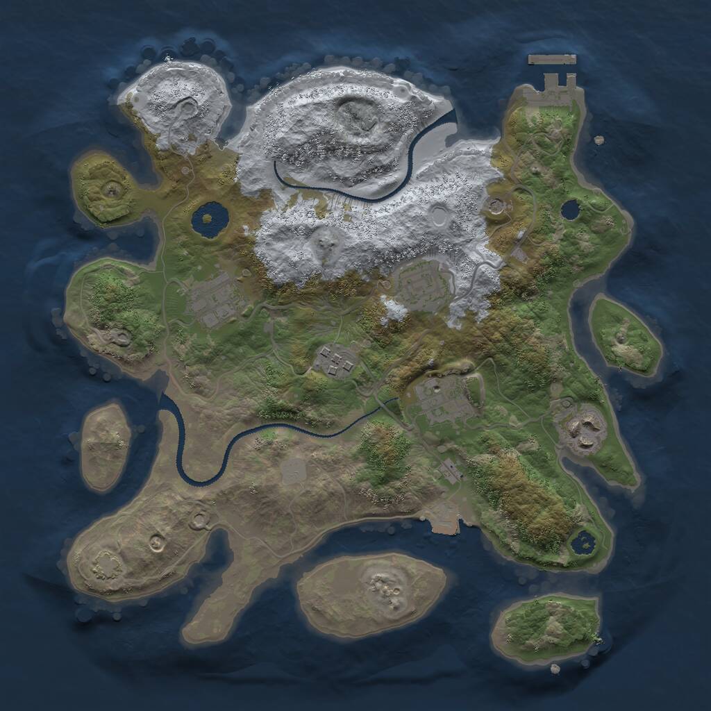 Rust Map: Procedural Map, Size: 3000, Seed: 13240, 9 Monuments