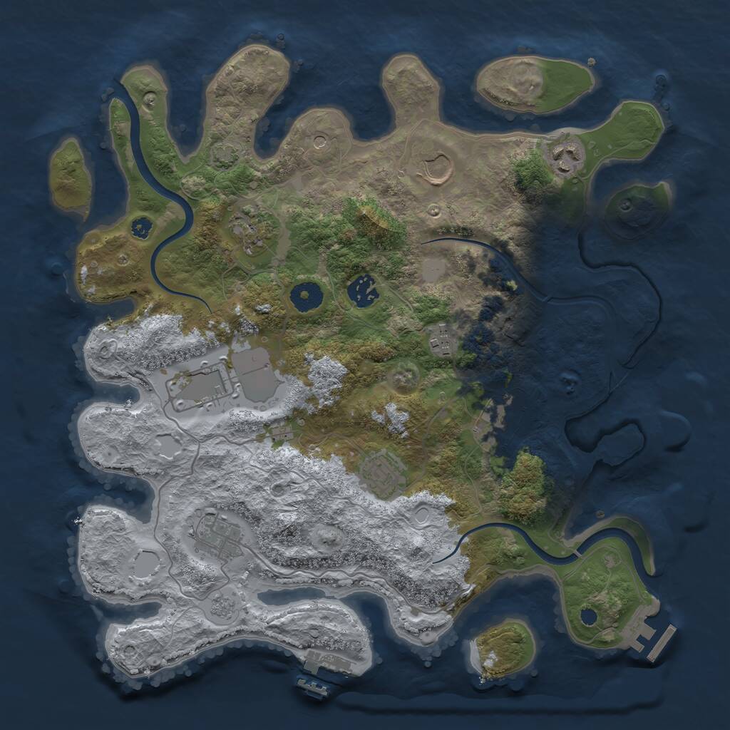 Rust Map: Procedural Map, Size: 3570, Seed: 2014763797, 15 Monuments