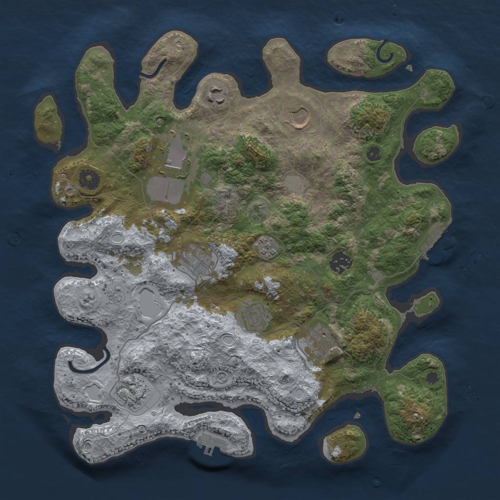 Rust Map: Procedural Map, Size: 3570, Seed: 2014763797, 16 Monuments