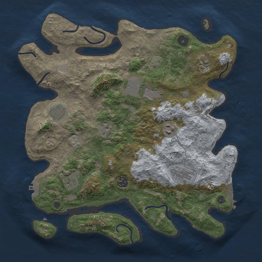 Rust Map: Procedural Map, Size: 3600, Seed: 55300, 15 Monuments