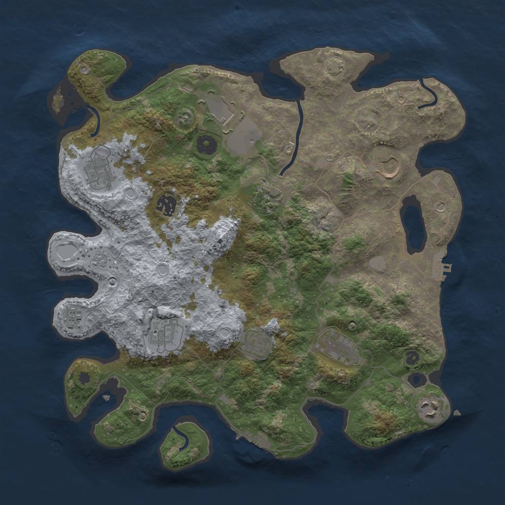Rust Map: Procedural Map, Size: 3700, Seed: 1332792362, 18 Monuments