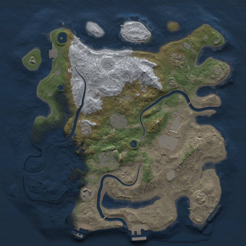 Rust Map: Procedural Map, Size: 3500, Seed: 245125850, 12 Monuments