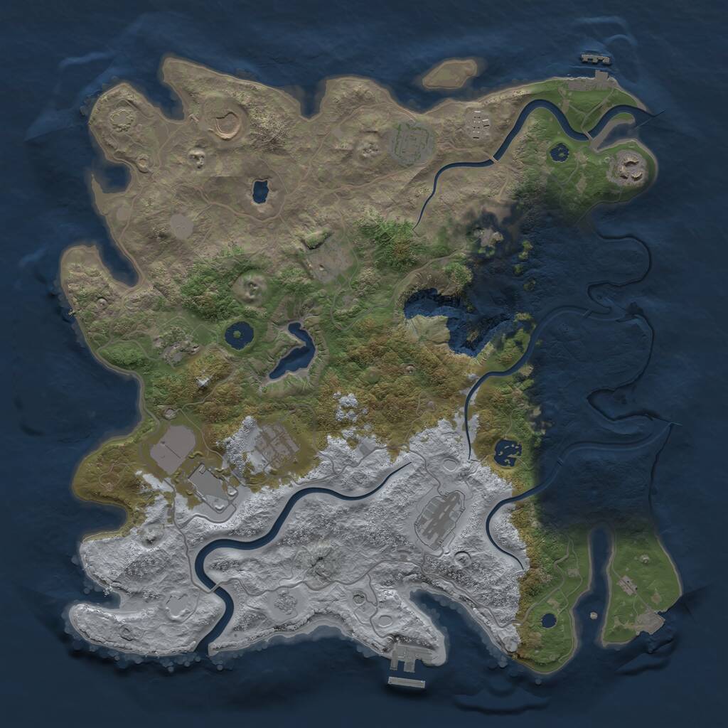 Rust Map: Procedural Map, Size: 4000, Seed: 429956999, 17 Monuments