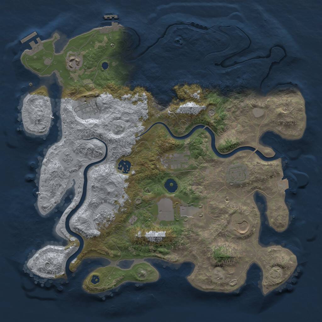 Rust Map: Procedural Map, Size: 3700, Seed: 447501, 14 Monuments