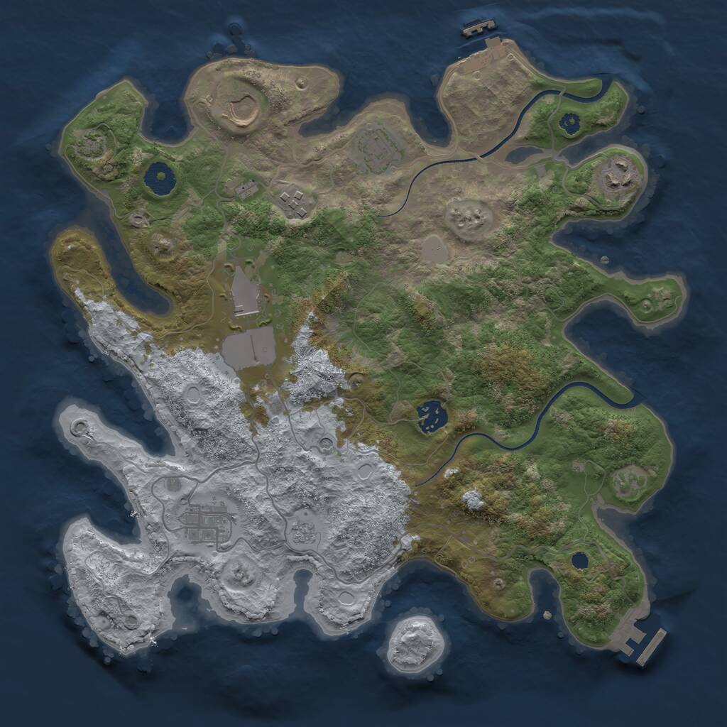 Rust Map: Procedural Map, Size: 3500, Seed: 487546525, 13 Monuments