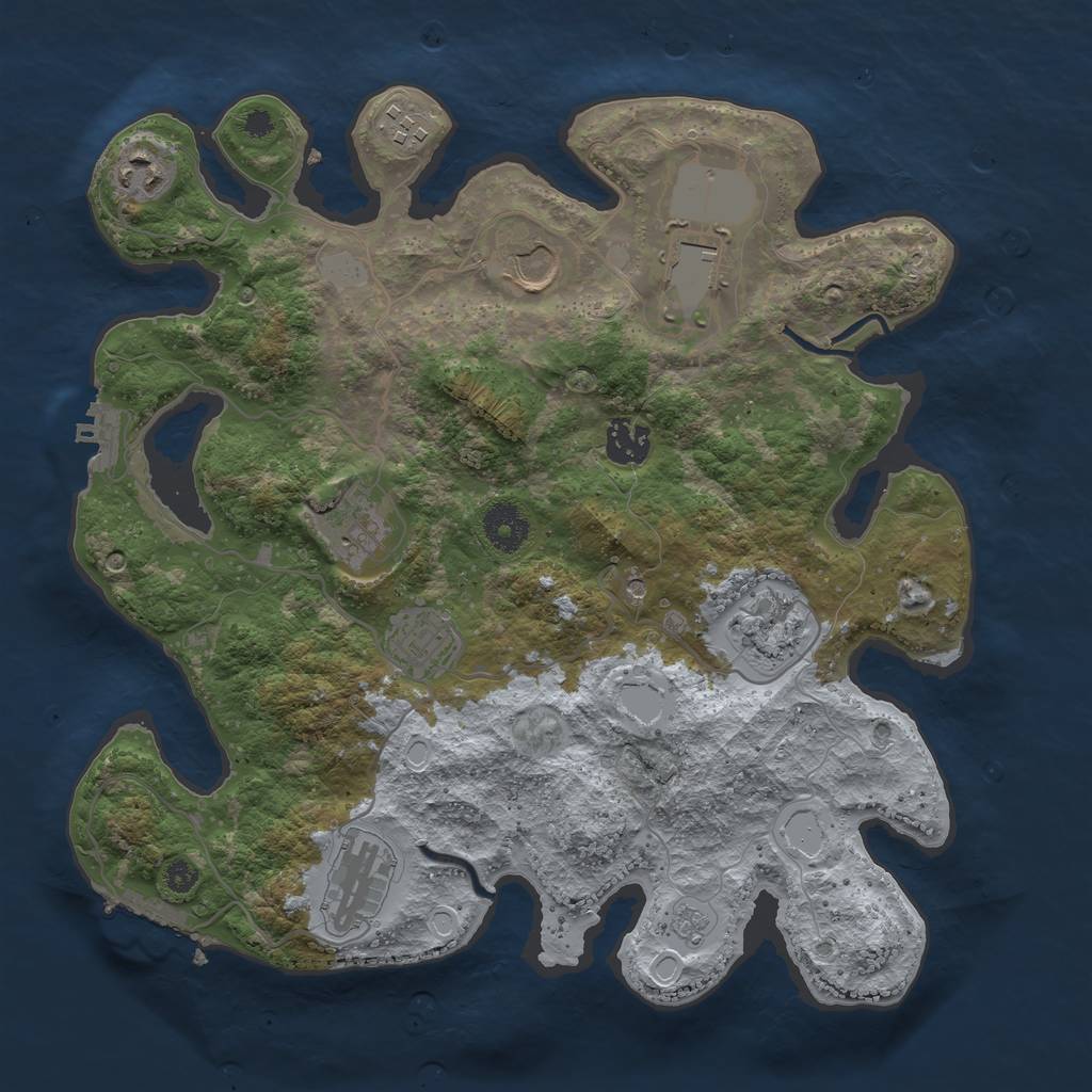 Rust Map: Procedural Map, Size: 3500, Seed: 1359944006, 16 Monuments