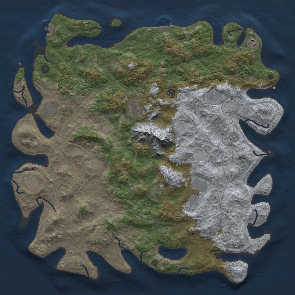 Rust Map: Procedural Map, Size: 5000, Seed: 1833276505, 19 Monuments