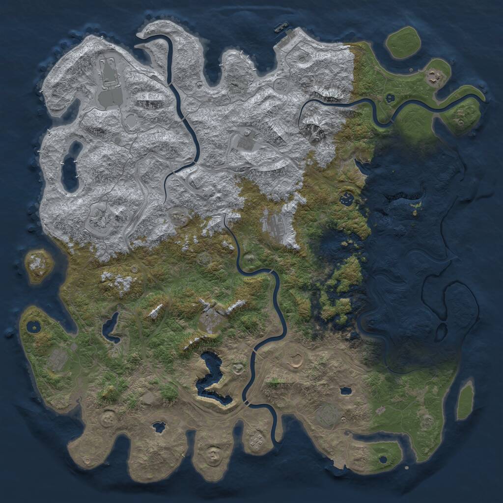 Rust Map: Procedural Map, Size: 5500, Seed: 292229369, 17 Monuments