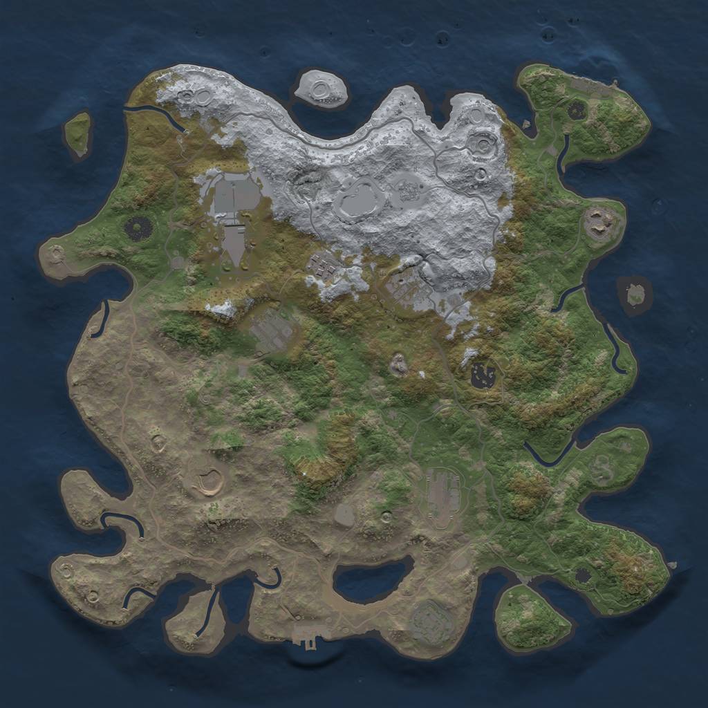Rust Map: Procedural Map, Size: 4000, Seed: 849127527, 16 Monuments