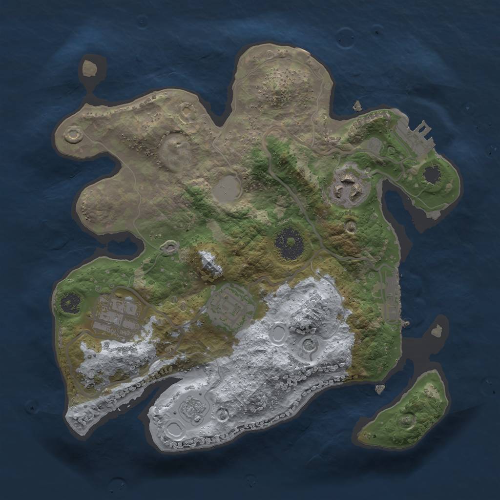Rust Map: Procedural Map, Size: 2500, Seed: 1623015568, 10 Monuments