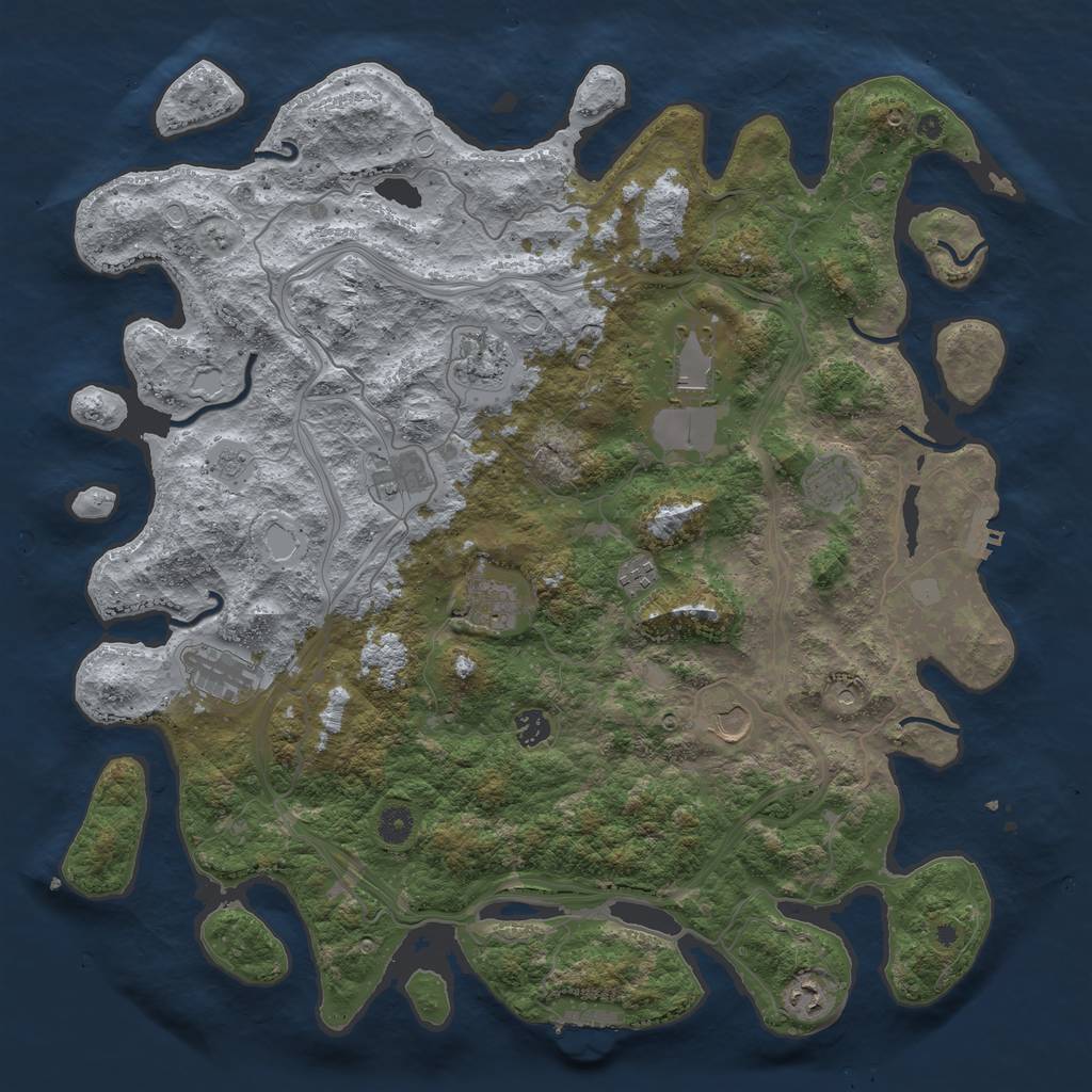 Rust Map: Procedural Map, Size: 4500, Seed: 25800, 17 Monuments