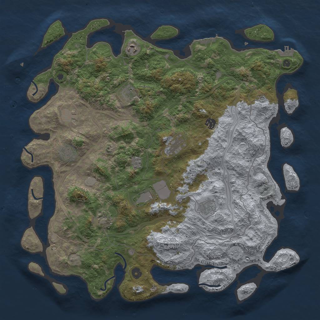 Rust Map: Procedural Map, Size: 4500, Seed: 1487043764, 17 Monuments