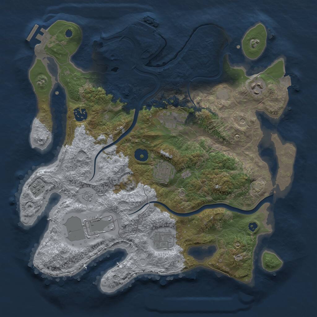 Rust Map: Procedural Map, Size: 3500, Seed: 6321, 13 Monuments