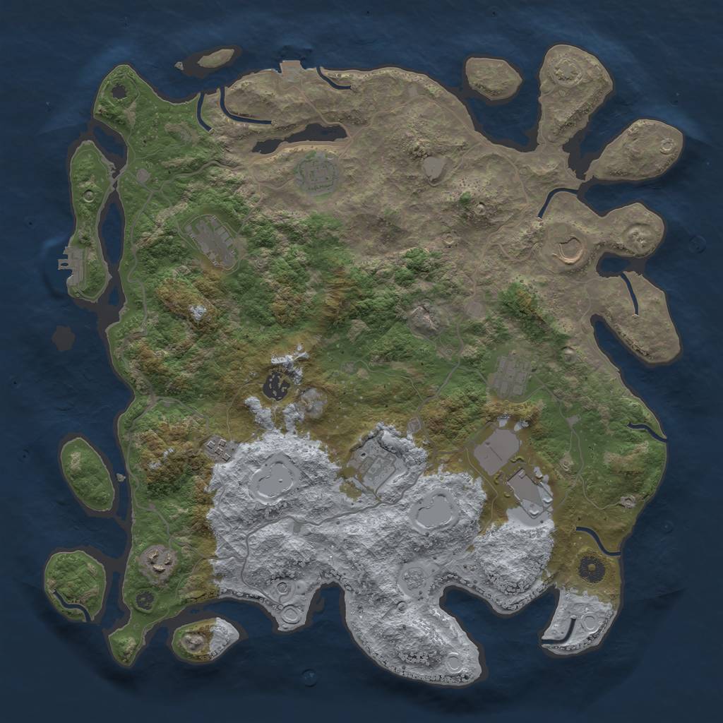 Rust Map: Procedural Map, Size: 4096, Seed: 1042947707, 16 Monuments