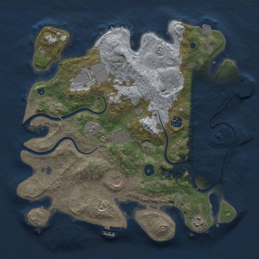 Rust Map: Procedural Map, Size: 3500, Seed: 1043269166, 12 Monuments