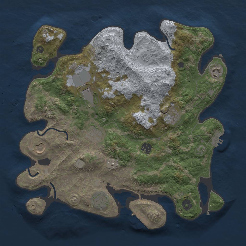 Rust Map: Procedural Map, Size: 3500, Seed: 1043269166, 15 Monuments