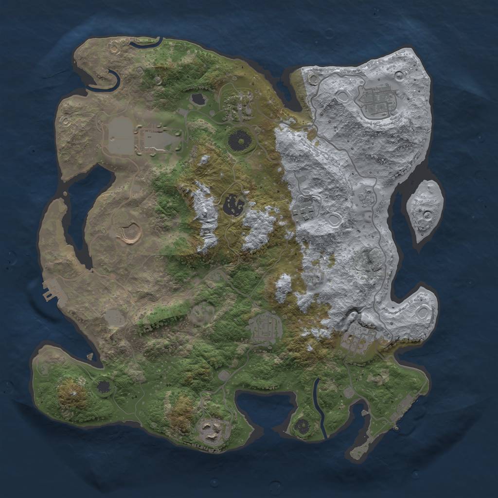 Rust Map: Procedural Map, Size: 3500, Seed: 1877960775, 15 Monuments