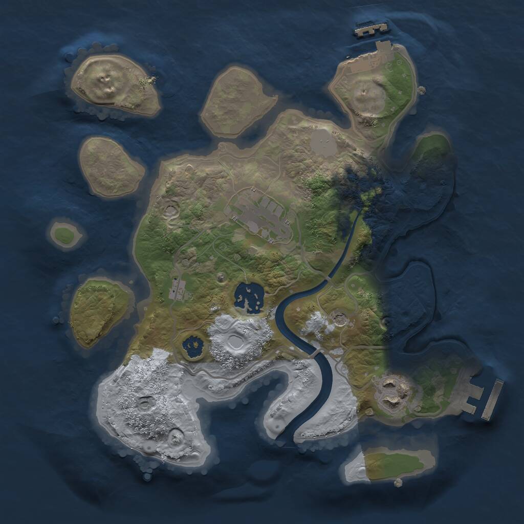 Rust Map: Procedural Map, Size: 2500, Seed: 1236440671, 7 Monuments