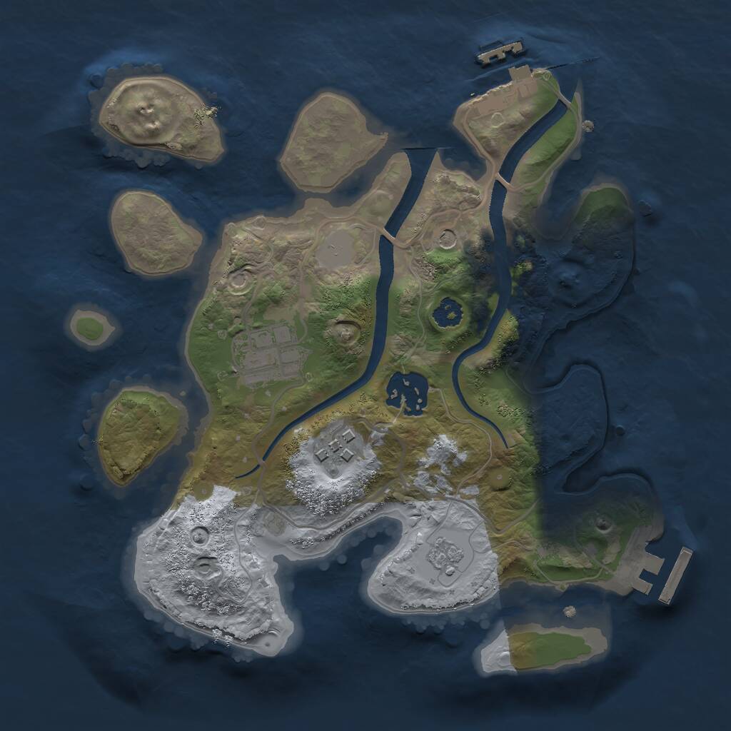 Rust Map: Procedural Map, Size: 2500, Seed: 1236440671, 8 Monuments