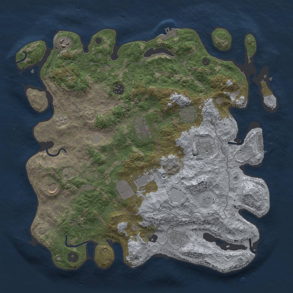 Rust Map: Procedural Map, Size: 4000, Seed: 13847, 17 Monuments