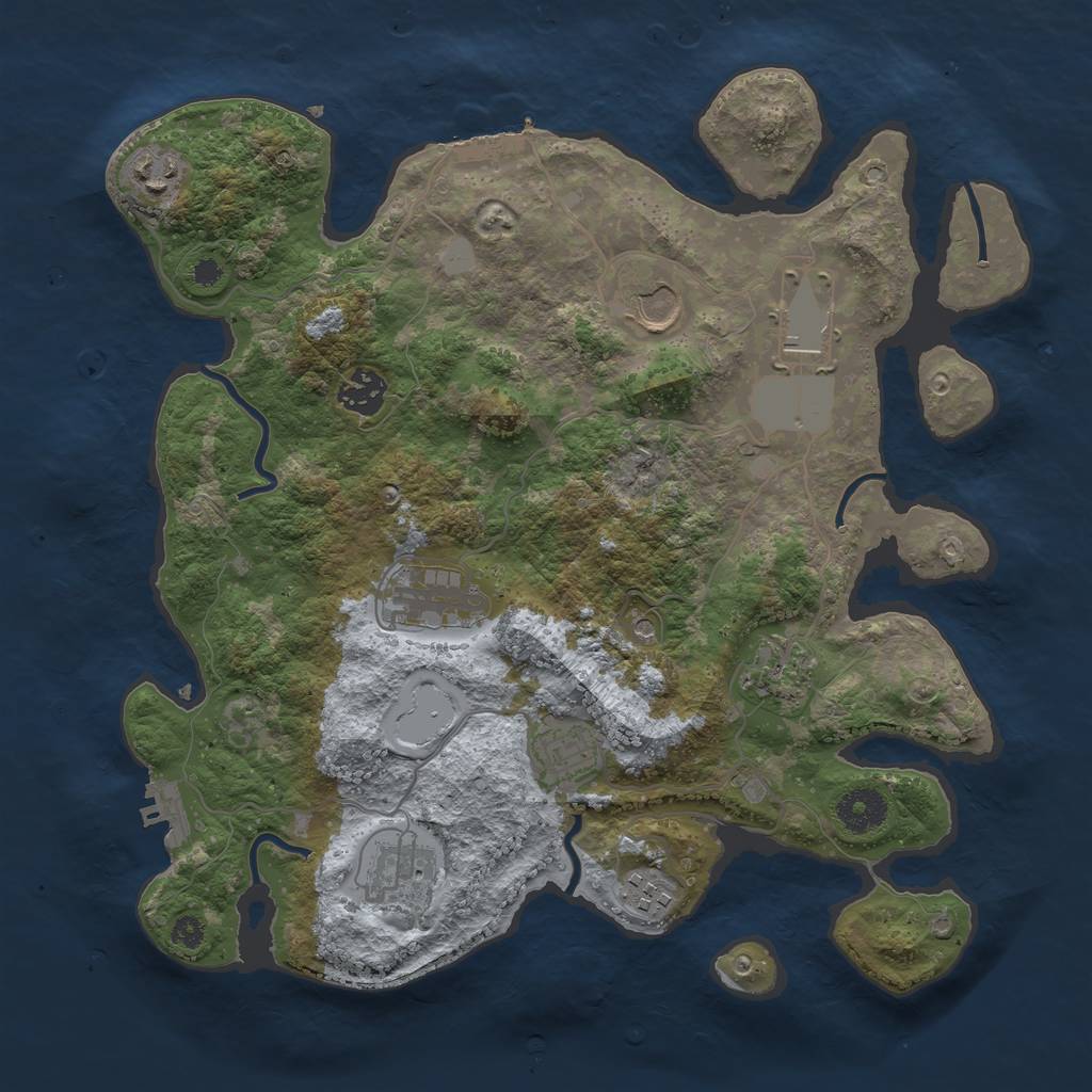 Rust Map: Procedural Map, Size: 3500, Seed: 1682536848, 15 Monuments