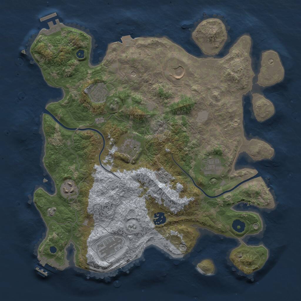 Rust Map: Procedural Map, Size: 3500, Seed: 1682536848, 13 Monuments