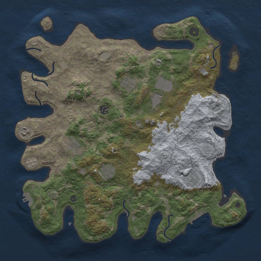 Rust Map: Procedural Map, Size: 4050, Seed: 1704229262, 15 Monuments