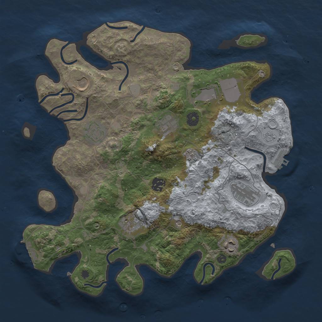 Rust Map: Procedural Map, Size: 3500, Seed: 3464095, 16 Monuments