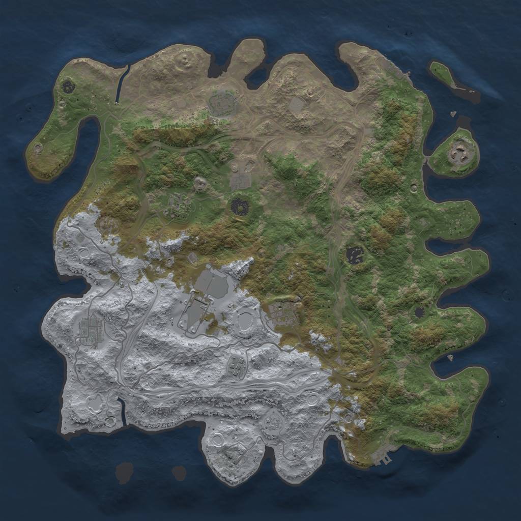 Rust Map: Procedural Map, Size: 4250, Seed: 162966276, 16 Monuments