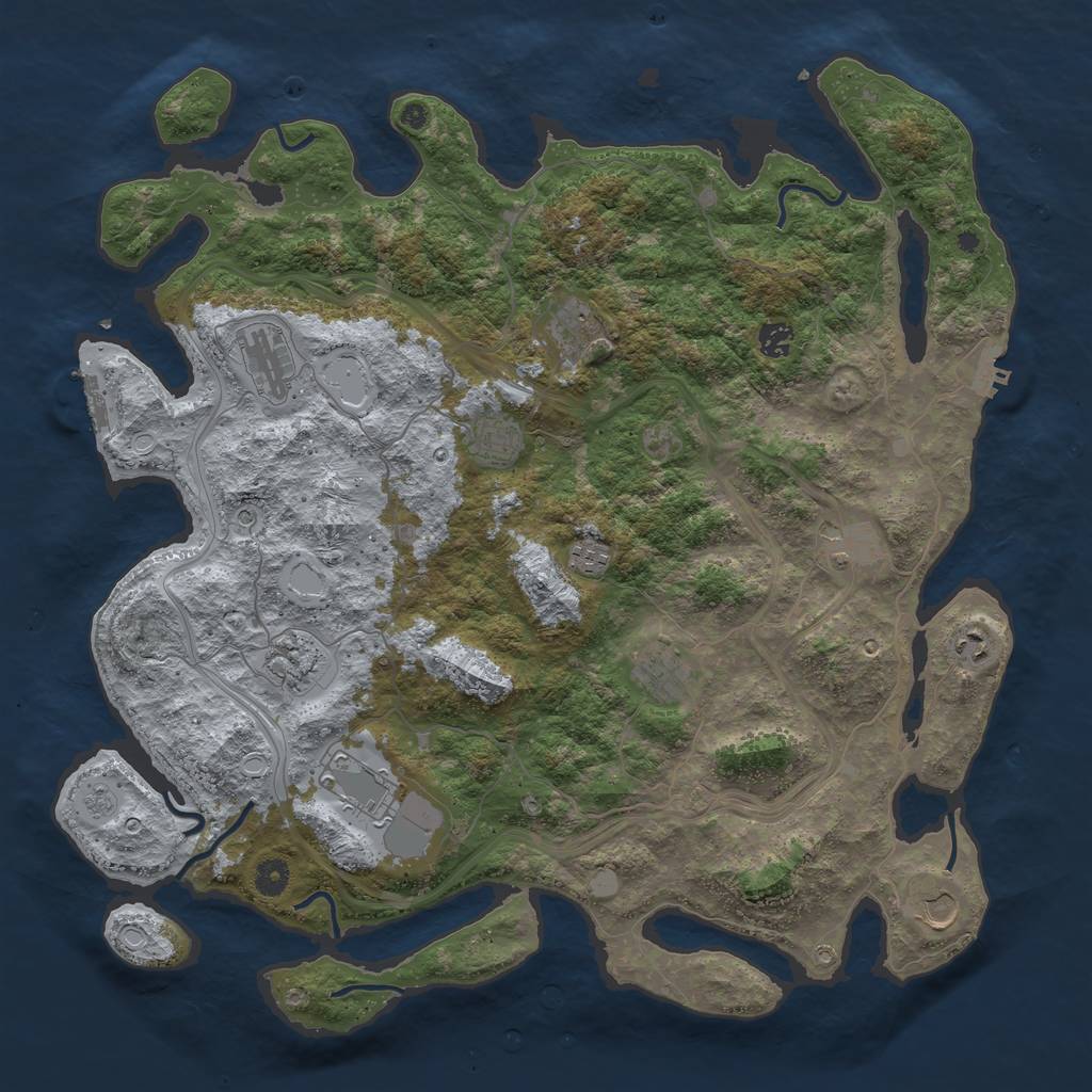 Rust Map: Procedural Map, Size: 4500, Seed: 1400611422, 18 Monuments