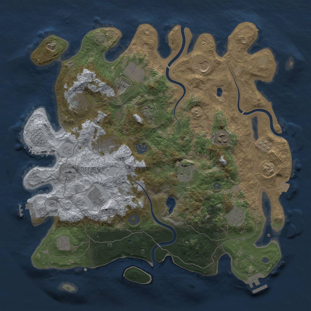 Rust Map: Procedural Map, Size: 4000, Seed: 1189901983, 19 Monuments