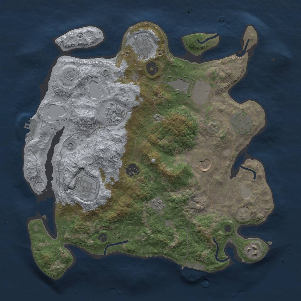Rust Map: Procedural Map, Size: 3500, Seed: 2114555, 16 Monuments